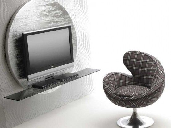 Contemporary Round Black and White TV Stands by Pacini Cappellini