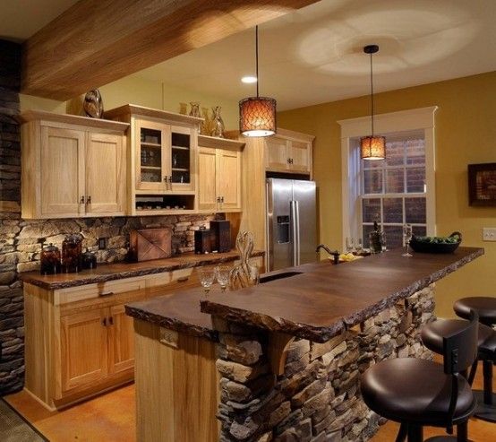 Cozy wooden kitchen countertop designs