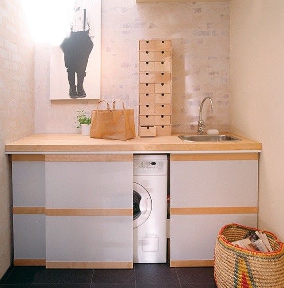 Creative ways to hide a washing machine in a bathroom