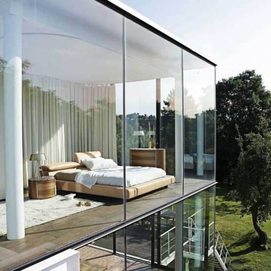 Daring glass bedroom design ideas