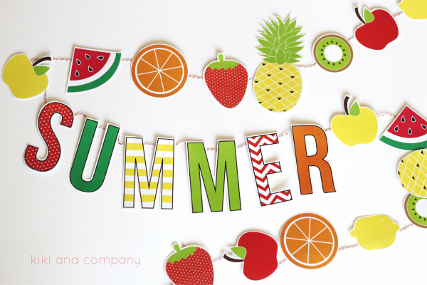Summer Fruit Garland {Free Printable} |  Diy summer crafts, fruit.