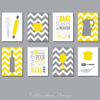 Gray Yellow Kitchen Decor Ideas