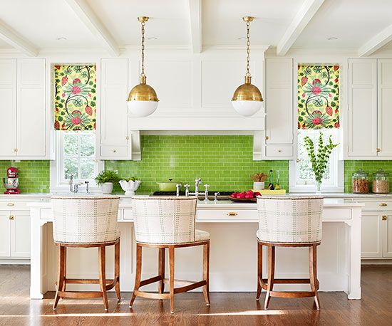 White kitchen design ideas |  Colorful kitchen setback, kitchen.
