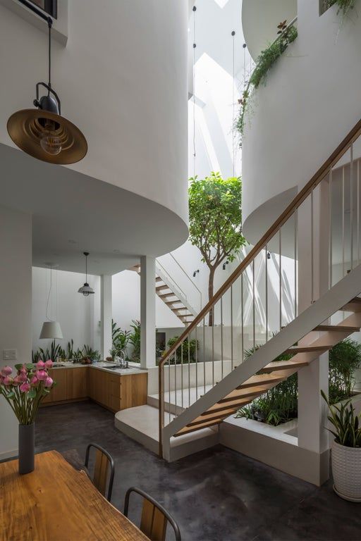 Home with a triple height atrium