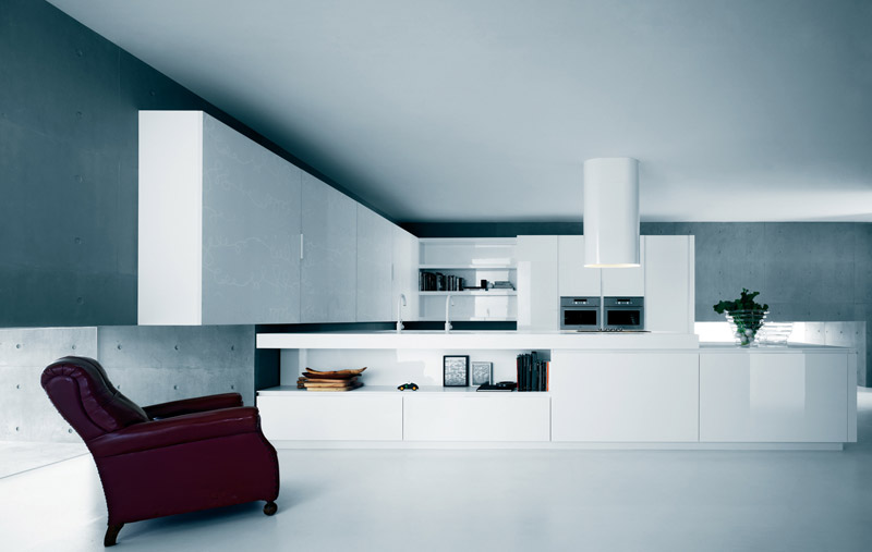 Modern pure white kitchen cabinets and accessories Yara by Caesar