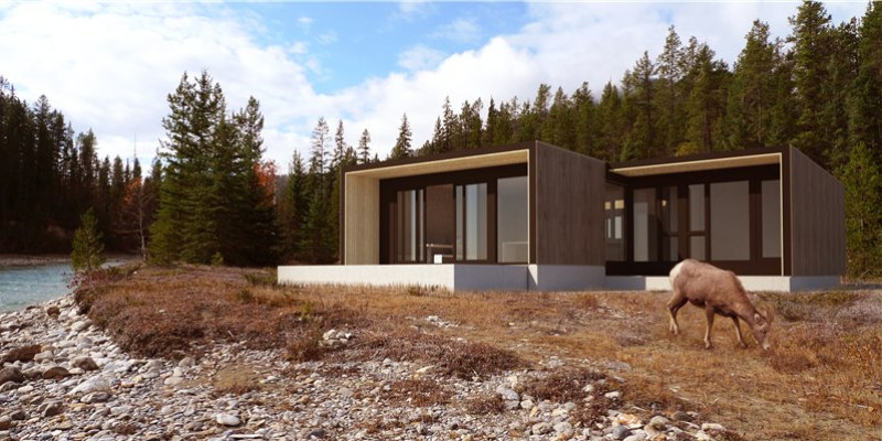 Prefab house in the forest