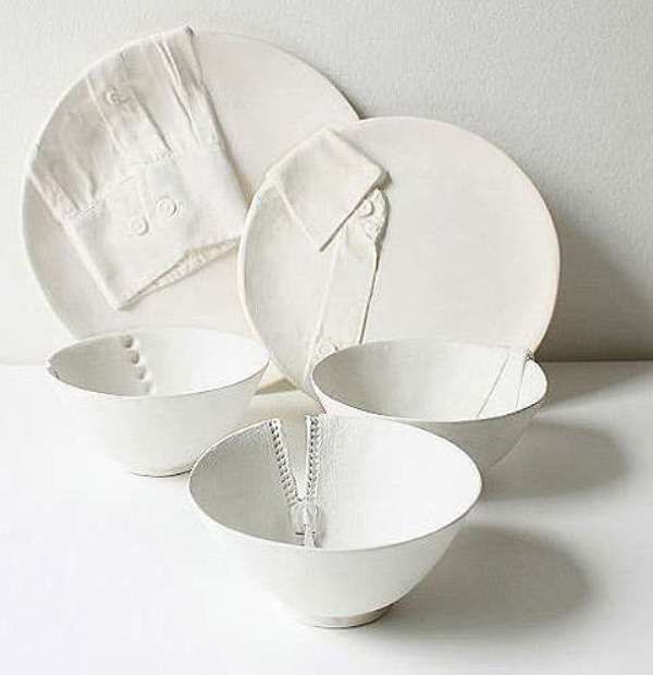 Surreal tableware collection imitating clothes
