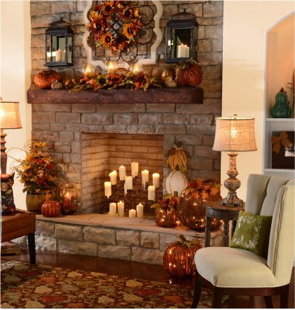Thanksgiving fireplace decor