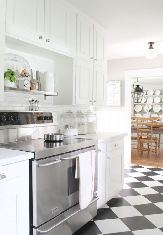 Vibrant modern white kitchen with chalkboard details