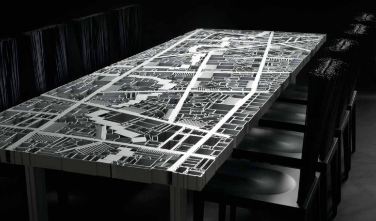 Aluminum table city map
