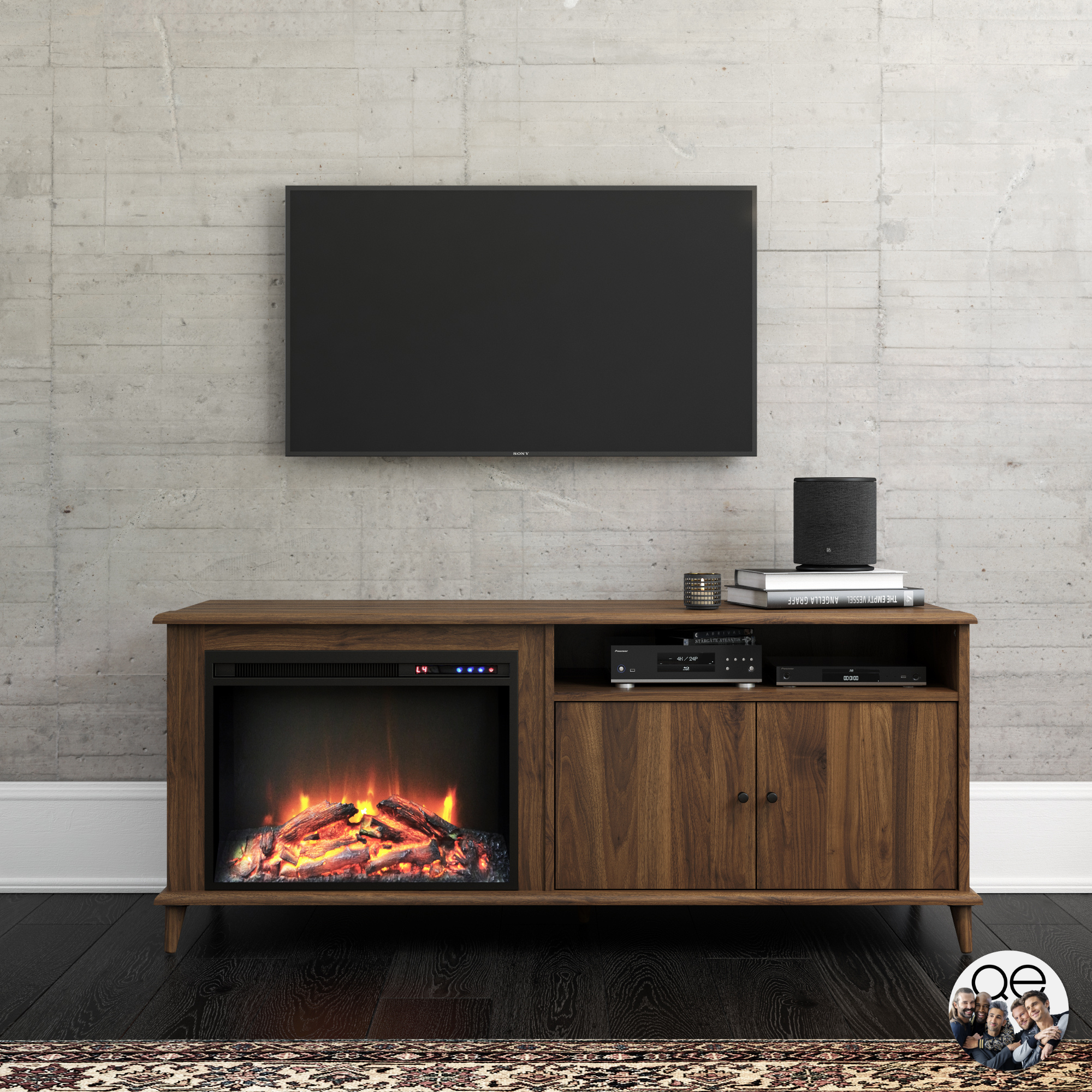 Amazing minimalist fireplace stand by the fireplace
