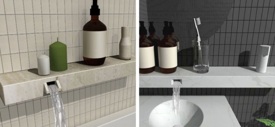 Bathroom shelf integrated with faucet durability by David Goss
