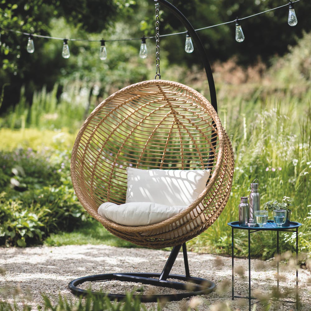Hanging chairs outdoors in summer
