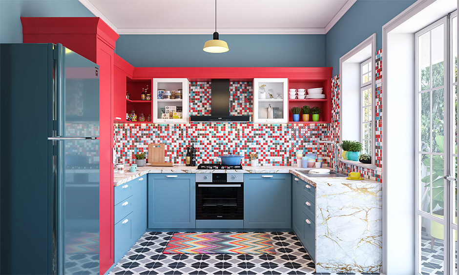 Ideas for very small kitchens on a budget and tiled splashbacks for a glamorous touch