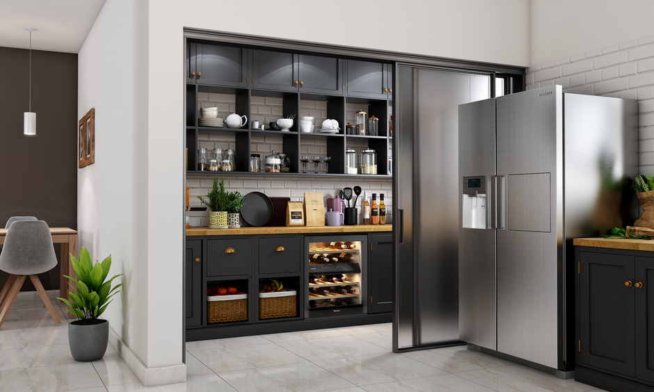 Size of a kitchen pantry unit in a walk-in design space