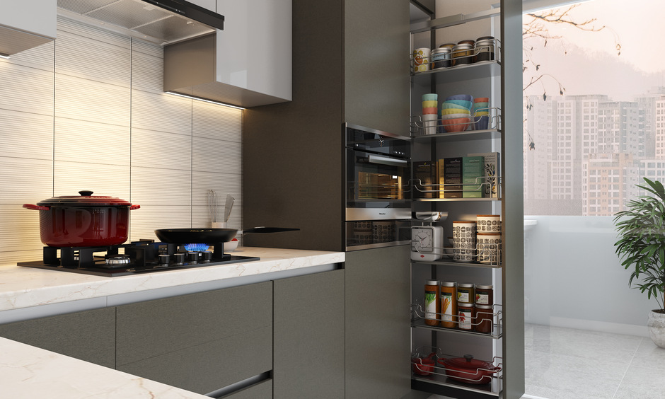Modular kitchen pantry design that saves space