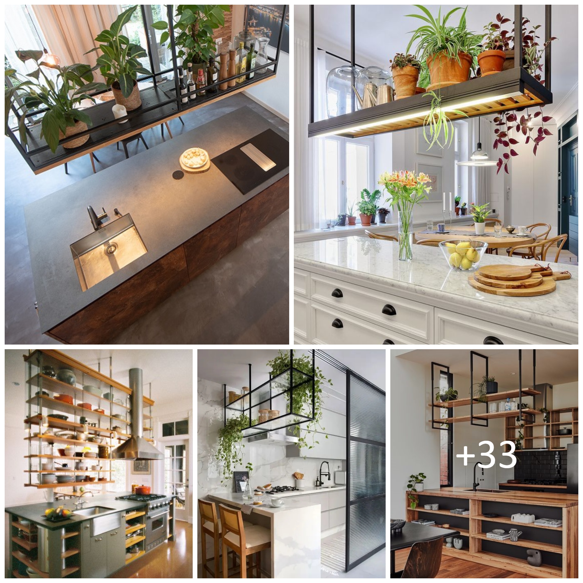Smart And Cool Suspended Kitchen Shelves Ideas