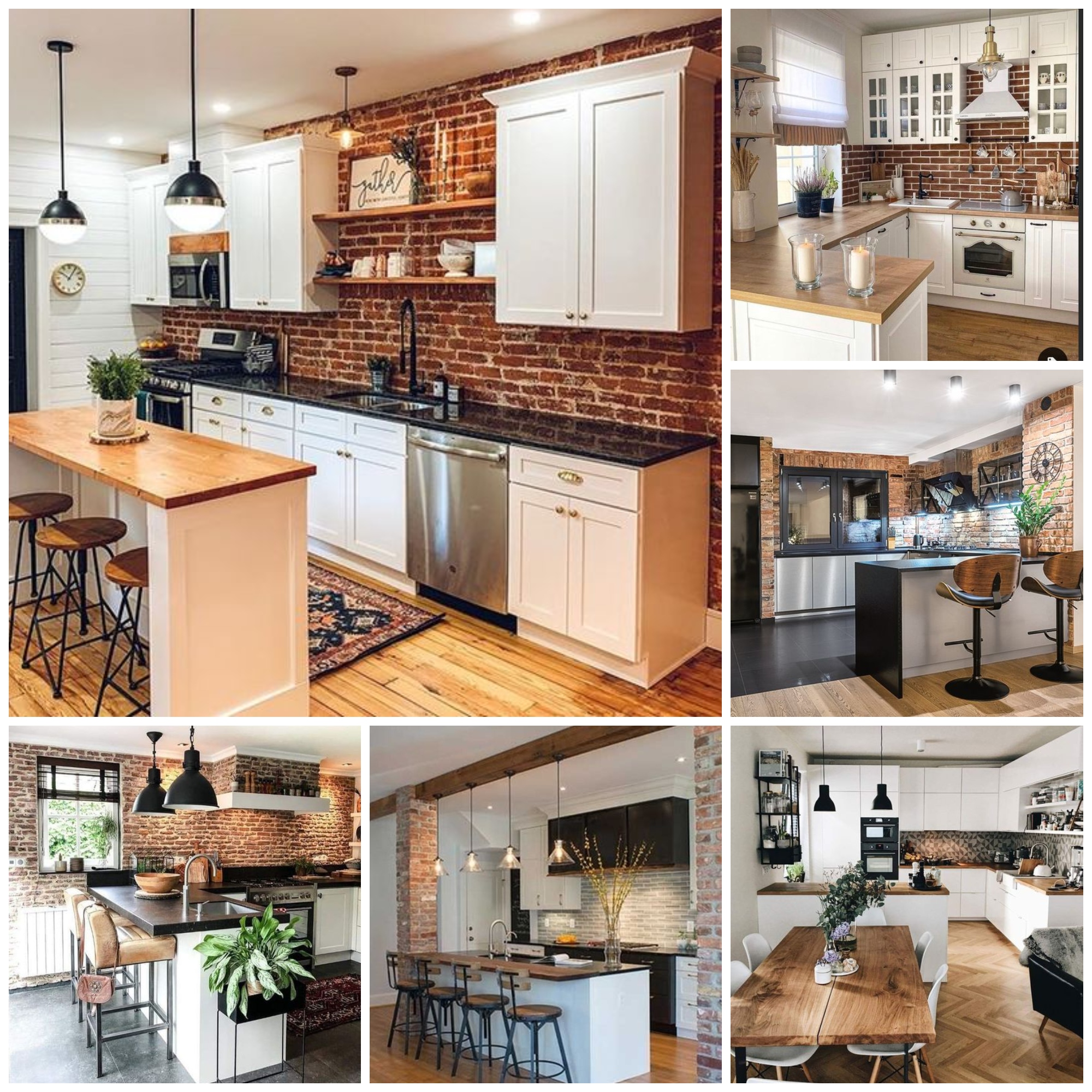 Trendy and Timeless Kitchens with Beautiful Brick Walls