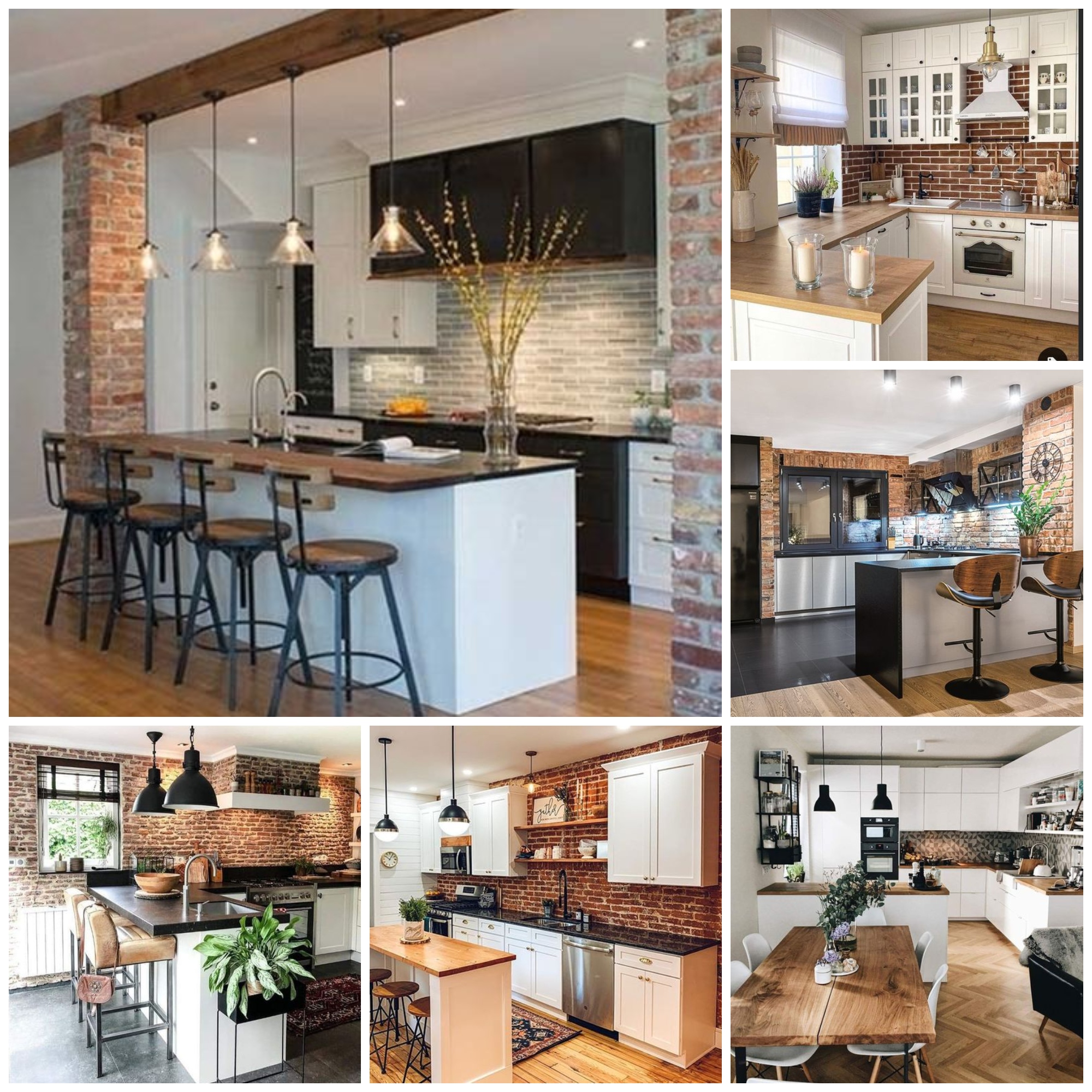 Gorgeous Exposed Brick Wall Kitchen Designs