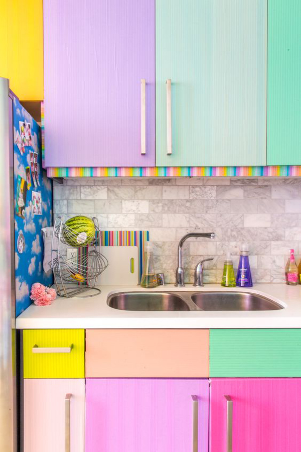 Rainbow pastel kitchen furniture