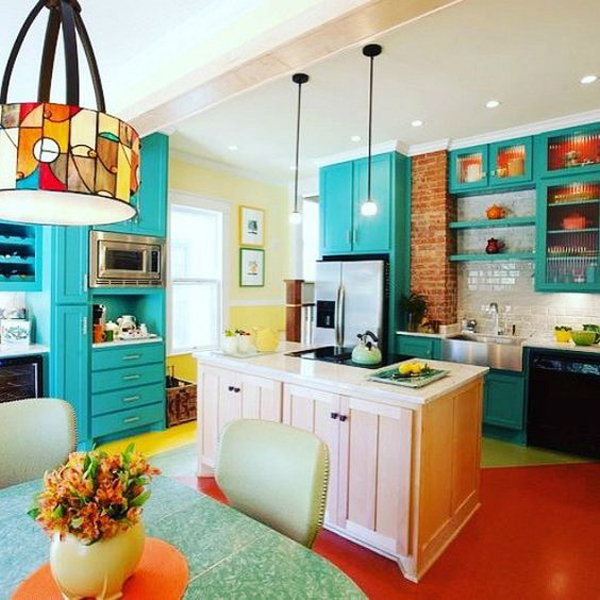 colorful kitchen design with rainbow accent