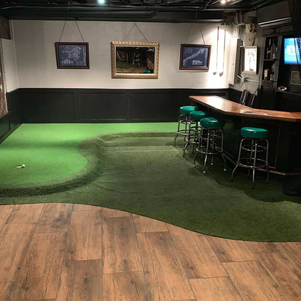 Unique cellar bar with putting green 