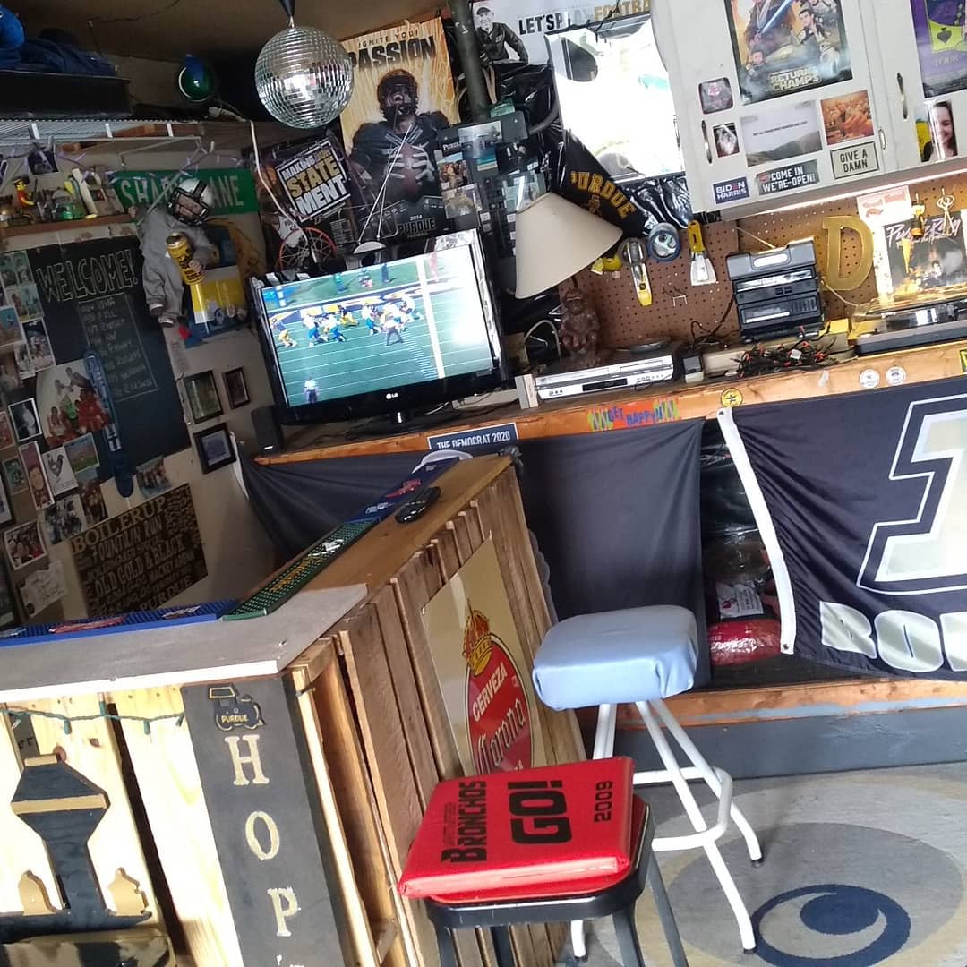 Homemade garage football made from wooden bars on TV 