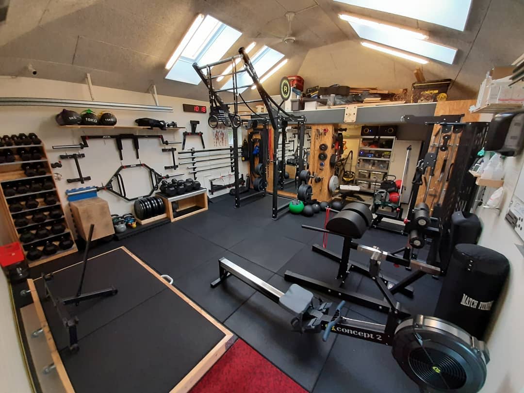 Garage Home Gym Conversion Floor Mats for Dumbbells and Bench Press