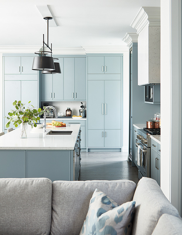 Colorful kitchens, blue cabinets