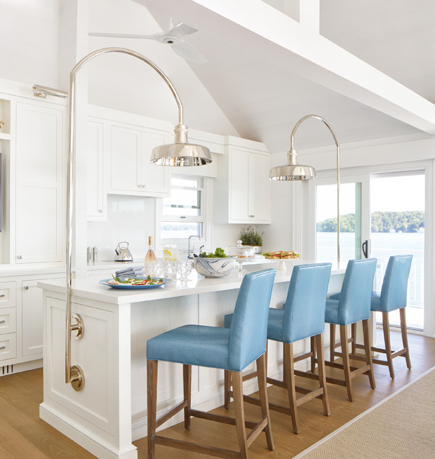 Colorful blue bar stools for the kitchen