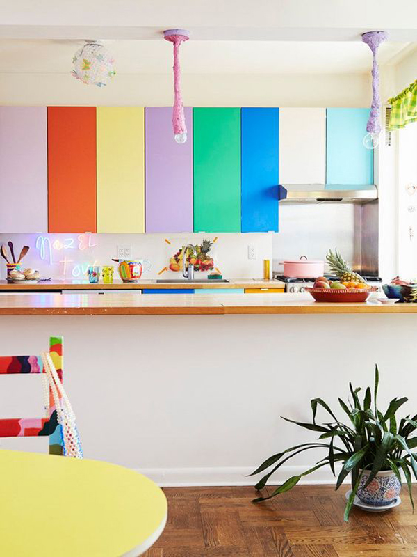 beautiful rainbow kitchen cabinet
