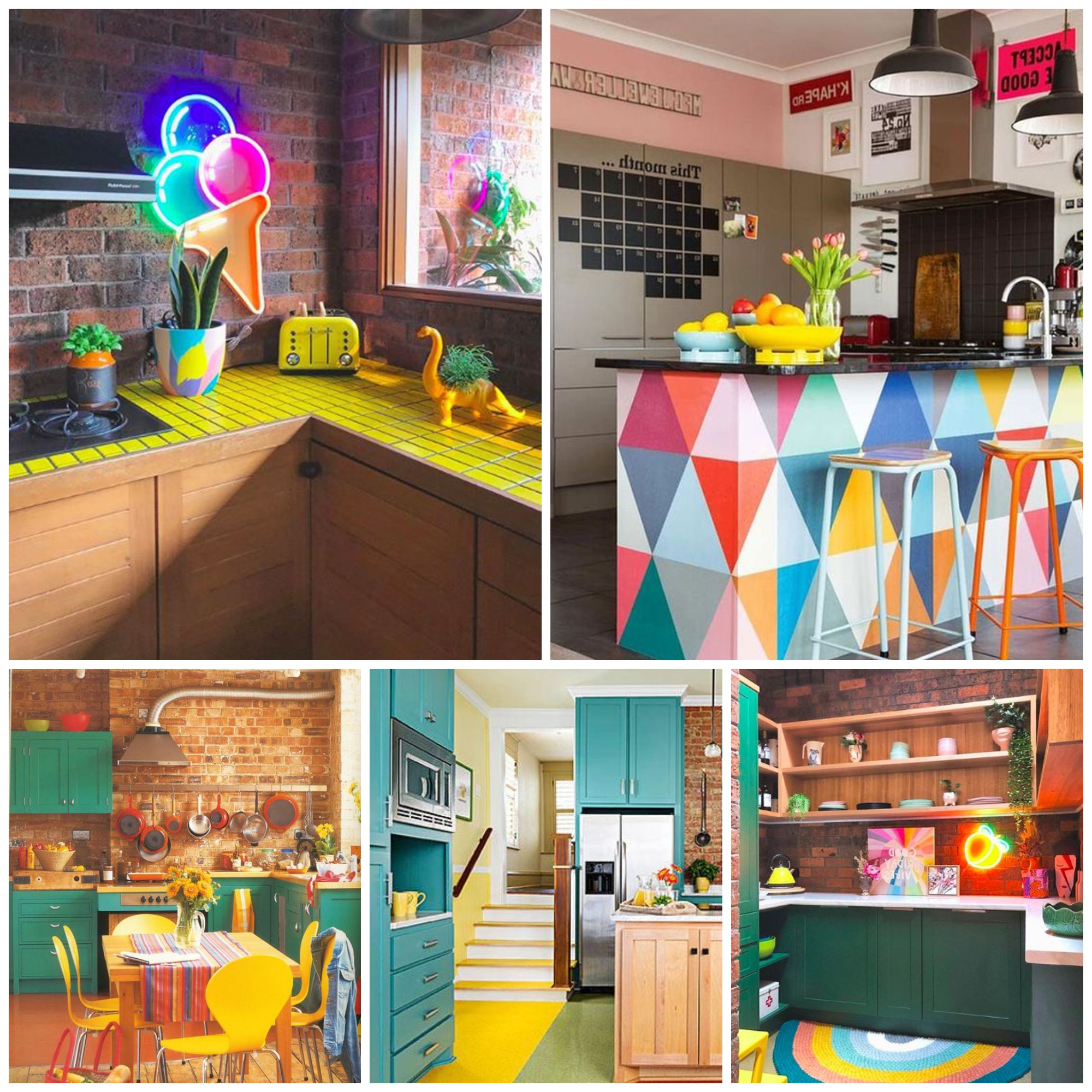 Cheerful Kitchen Decor Ideas With Rainbow Color