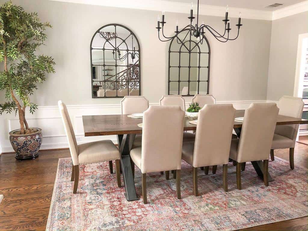 Rustic dining room with table and candlesticks