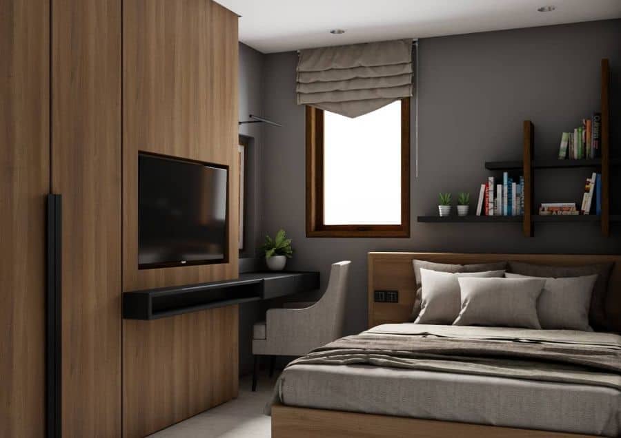 Modern small bedroom ideas with wood accents 