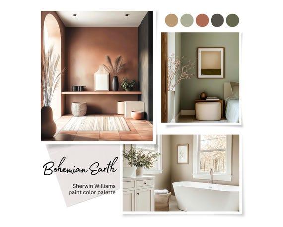 Opt for earthy color palettes to achieve a serene boho bathroom
