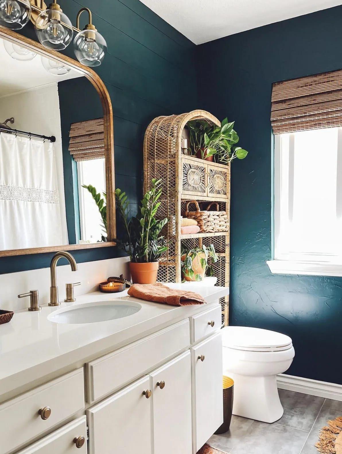 Integrate comfortable seating for relaxation in your boho bathroom