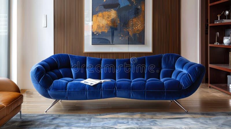 Select modern furniture with clean lines for your blue living room