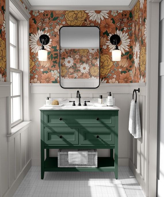 Vintage cabinets that provide storage while adding boho bathroom style