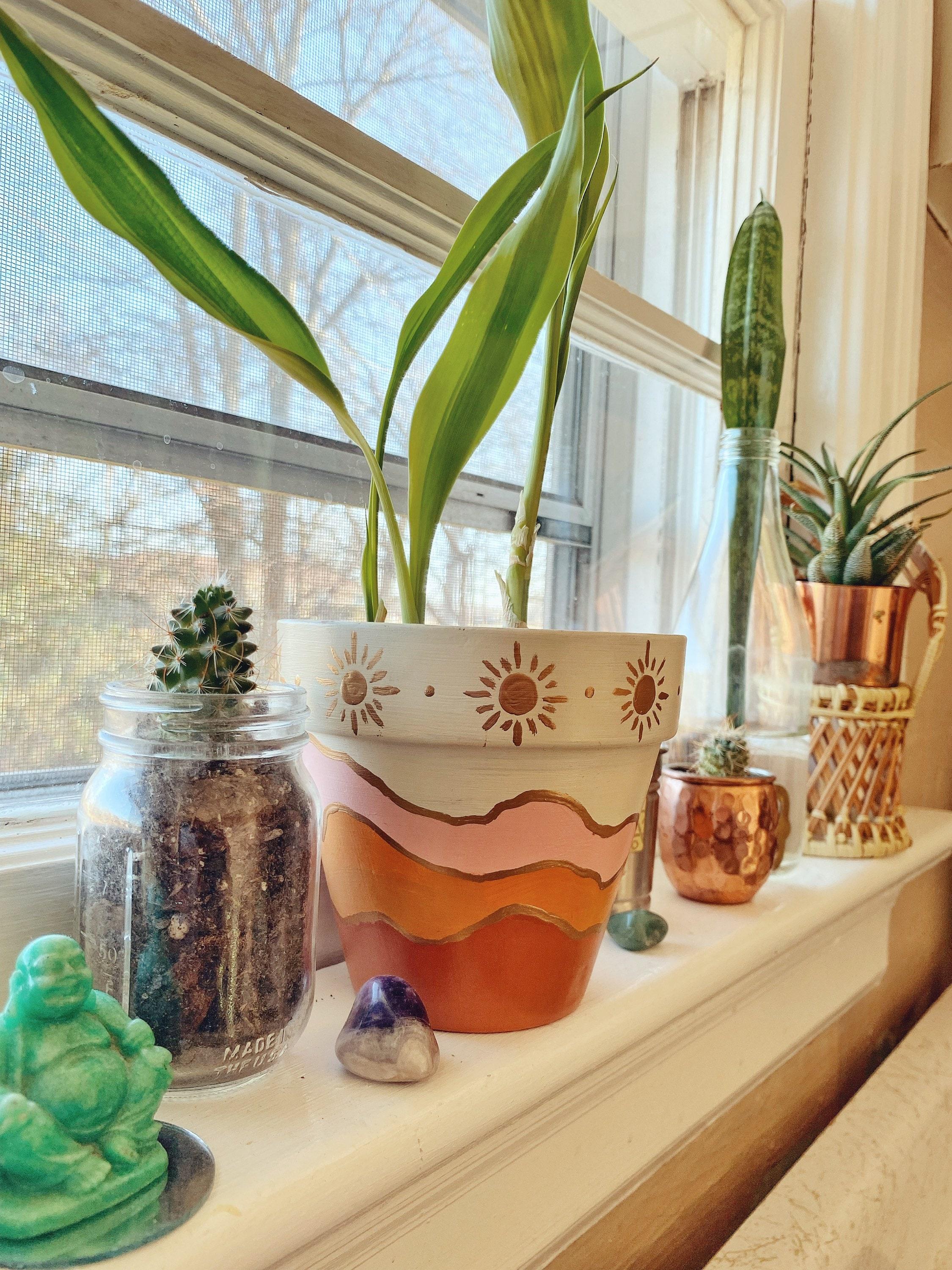 Terracotta pots to complement your boho bathroom theme