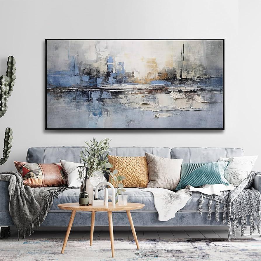 Inspire creativity by incorporating art supplies in your blue living room