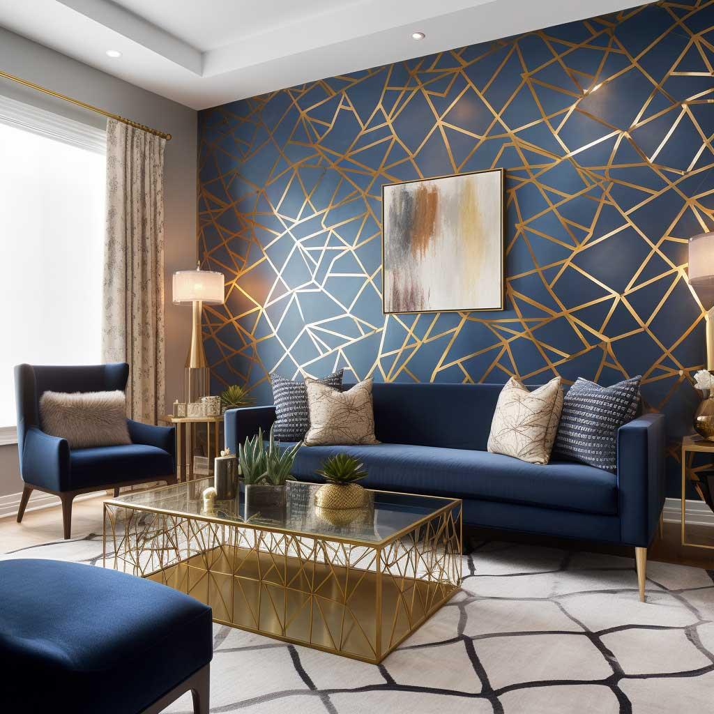 Accessorize with gold accents to add elegance to your blue living room