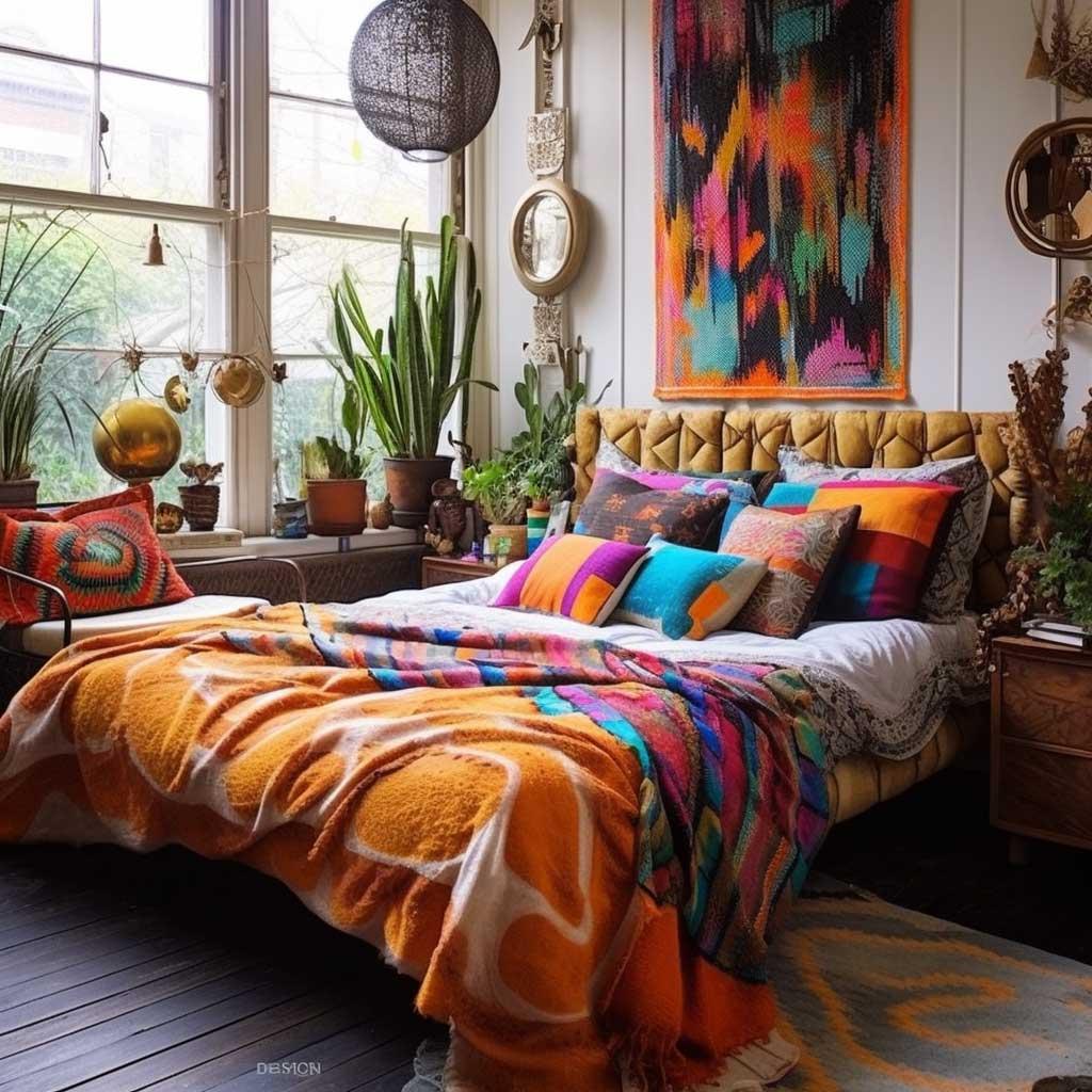 Eclectic bedroom: Uniquely mixed patterns and colors showcase personal style