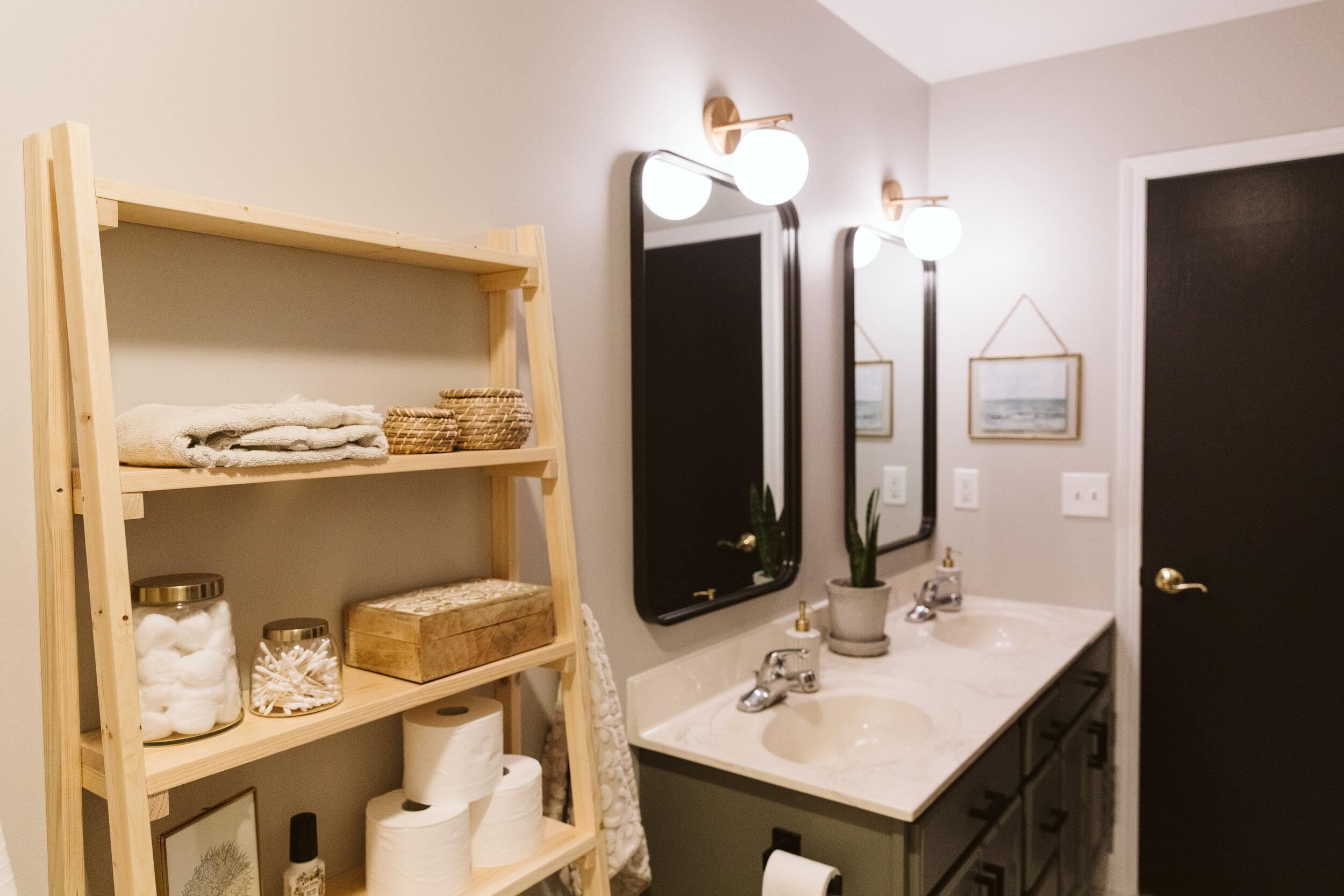 Create a DIY shelf to showcase your boho bathroom decor