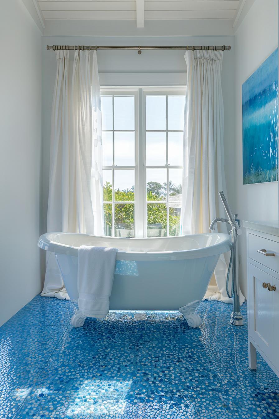 Ocean-inspired decor elements for a serene boho bathroom retreat