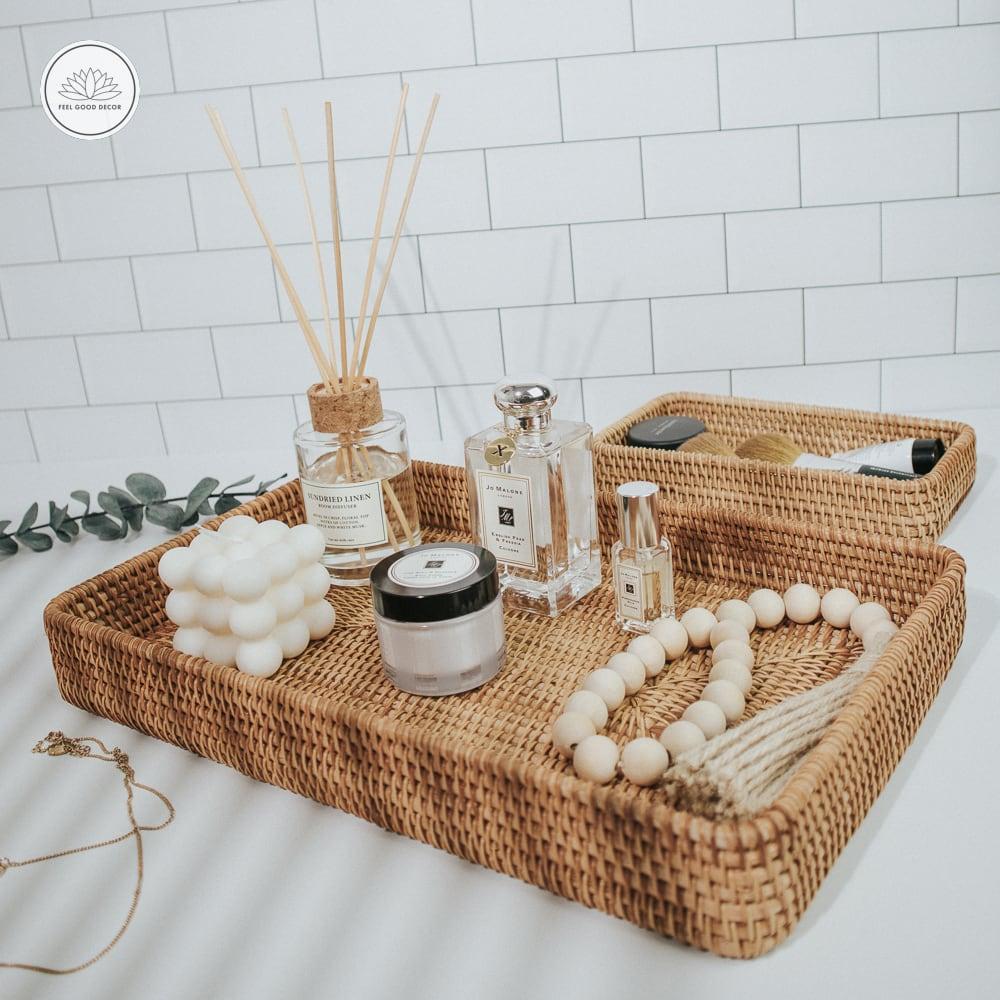 Incorporate wicker baskets for rustic⁣ boho bathroom ⁤organization