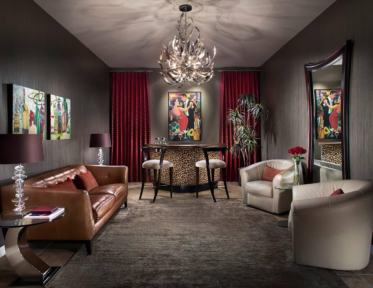 Glamorous Hollywood Living Room: Luxurious finishes and bold details celebrate old-world glamour