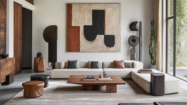 Incorporate textures like wood and metal for depth in your contemporary living room