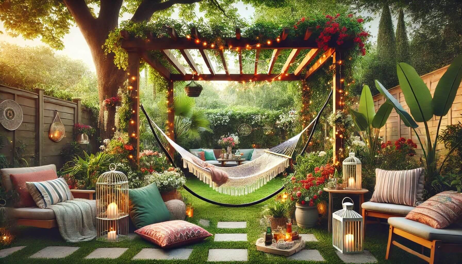 Design a hammock zone for relaxation in your backyard oasis