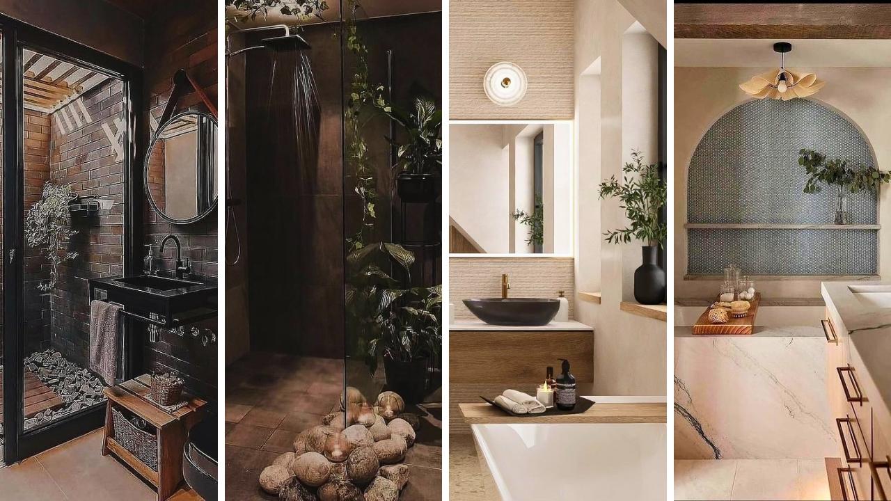 Incorporate metallic accents to elevate your boho bathroom aesthetic