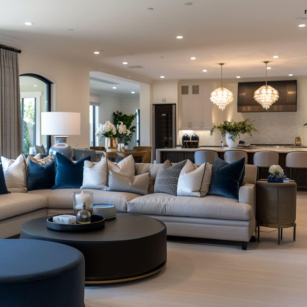 Finish your blue living room with a chic coffee table centerpiece